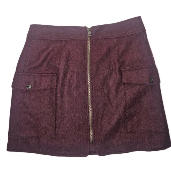NWT Madewell ($98) Zip Front Mini Skirt Bordeaux Mélange Size 8 Medium ND130 - Picture 1 of 11